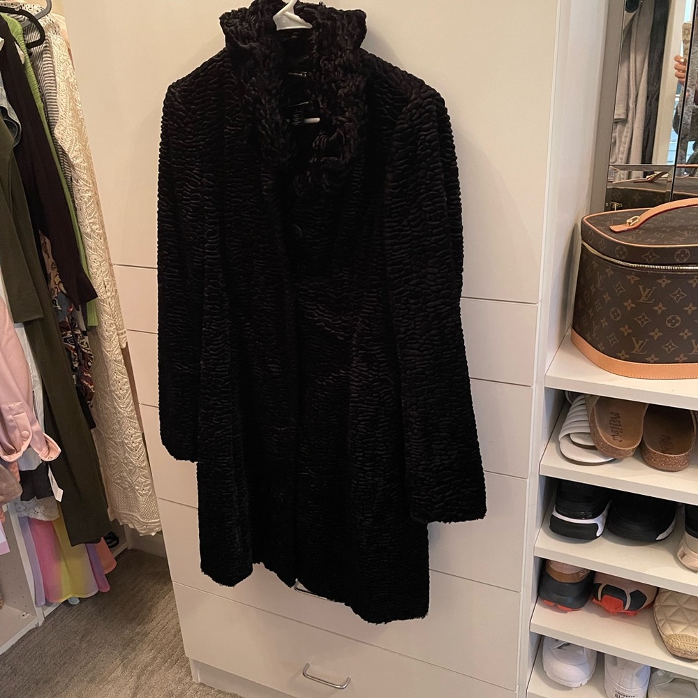 Black faux fur coat